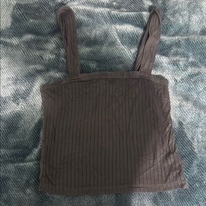 American Eagle Outfitters Brown Ribbed Crop Tank Top